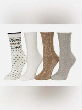 CUDDL DUDS Womens Crew Socks 4 Pack  Super Soft Plush Boot Socks Tan Size 4-10